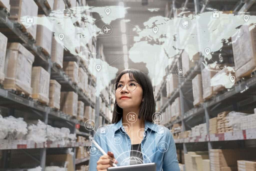 A woman checking the factory 