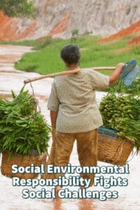 Farmer walking on the river