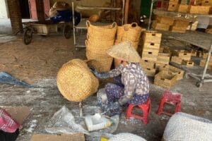 Painting a seagrass basket
