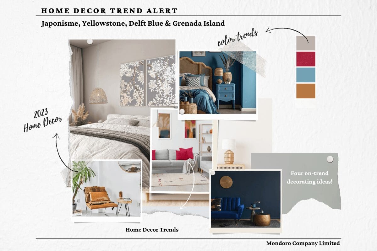 Home Decor Trend Alert - Japonisme, Yellowstone, Delft Blue & Grenada Island