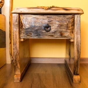 A Side Table Made In The Japanese Shou Sugi Ban Wood