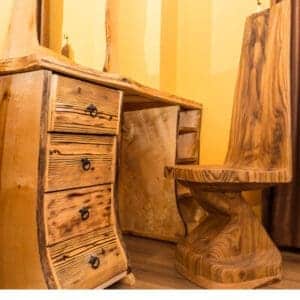 A Table And Chair That Made In Japanese Shou Sugi Ban Wood