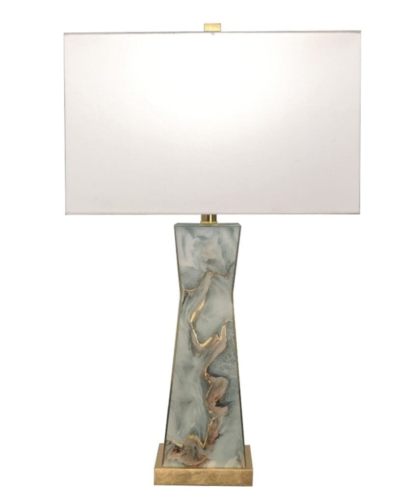 Emerald Elegance Agate Rectangular Lamp