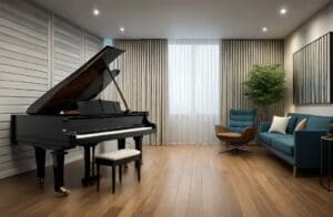 Music Room Decor with Piano Display