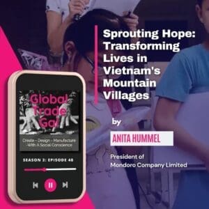 A picture of a young girl receive a school supplies