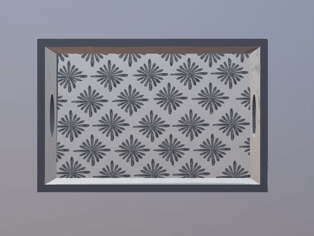 A tray design made in Mother of Pearl which design through the helps of Shapr3D and Procreate