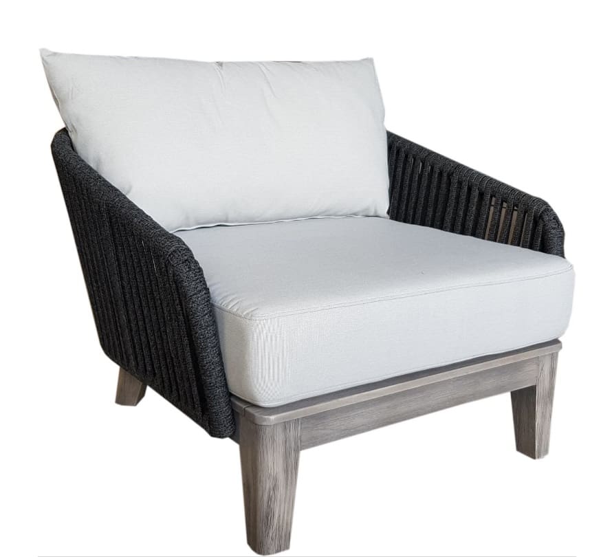Faux Rattan Sofa with Teak Wood
