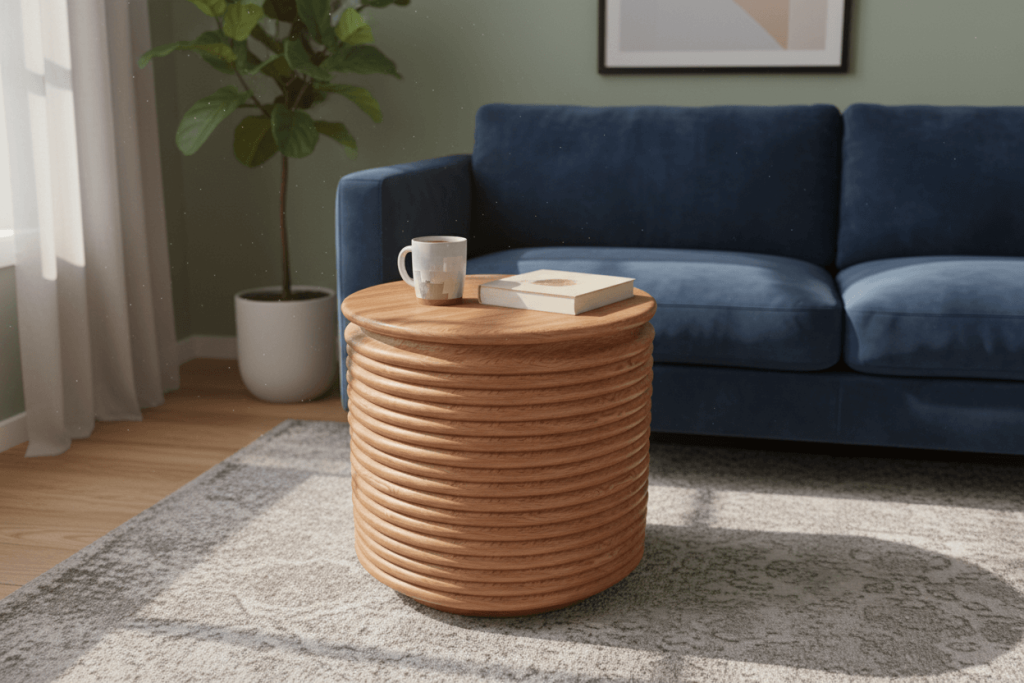 Mondoro's Acacia wood table, shows off the Acacia
