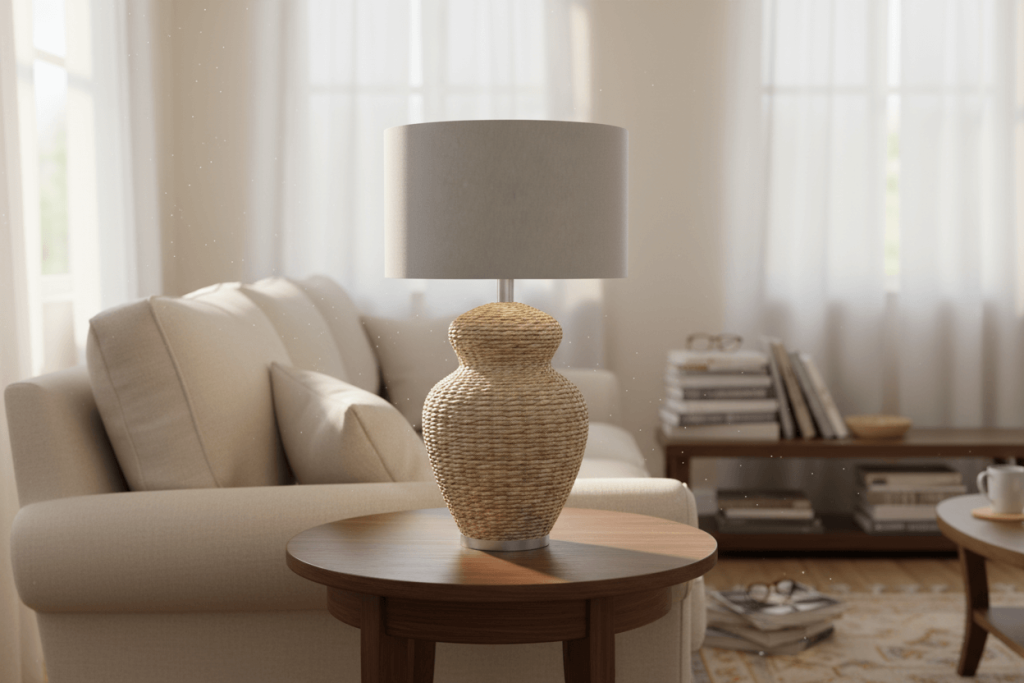 Seagrass woven lamp