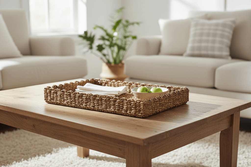 Seagrass woven natural tray