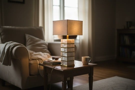 Mother of Pearl and AI Design, created lamp with Shapr3D and brought to life through visualization.