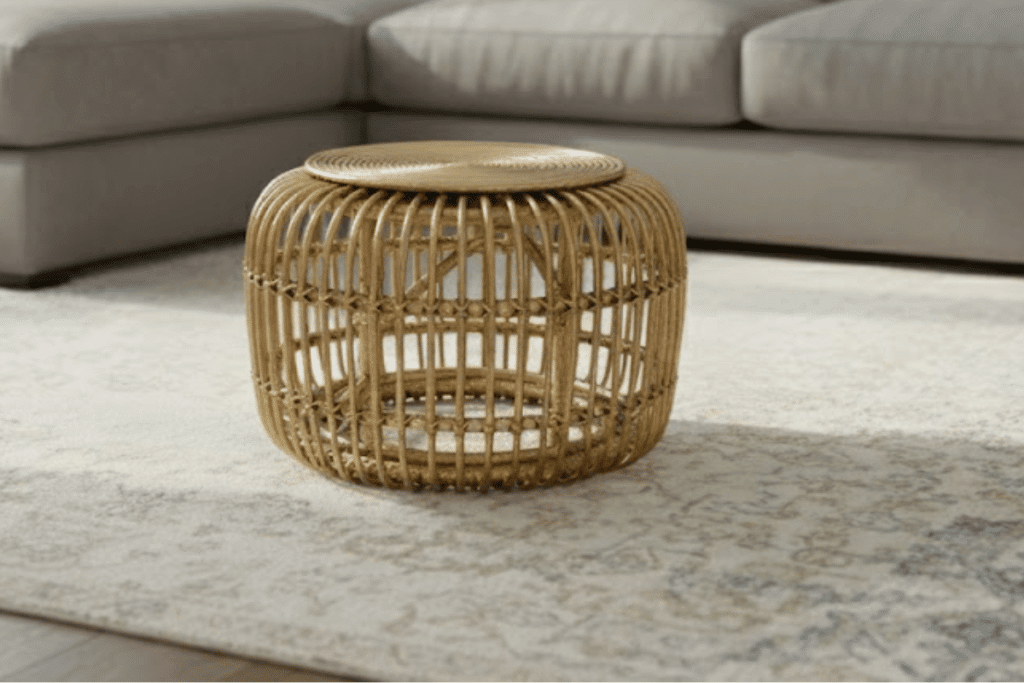 Gold leaf rattan table