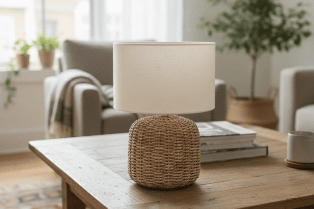 Handwoven Rattan table lamp