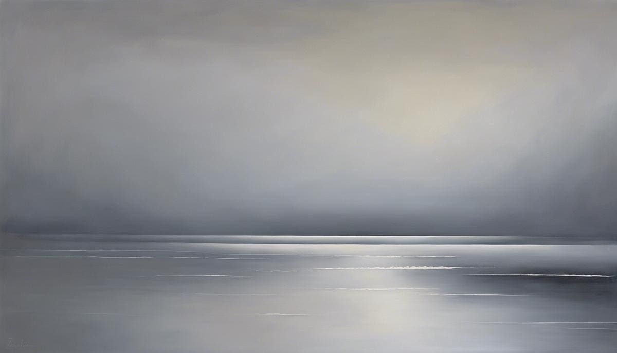 An image showcasing the subtle power of light grey in painting. The image shows a canvas with various shades of light grey used in different techniques, creating a sense of depth and tranquility.