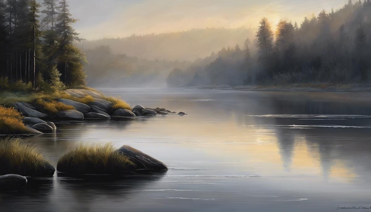 An image of a digital painting with various shades of light grey, showcasing the serene and captivating qualities of this color palette.